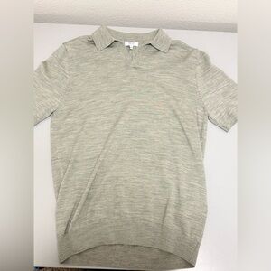 Reiss- Merino Wool Open Collar Polo- Warm Grey large Like new!!!